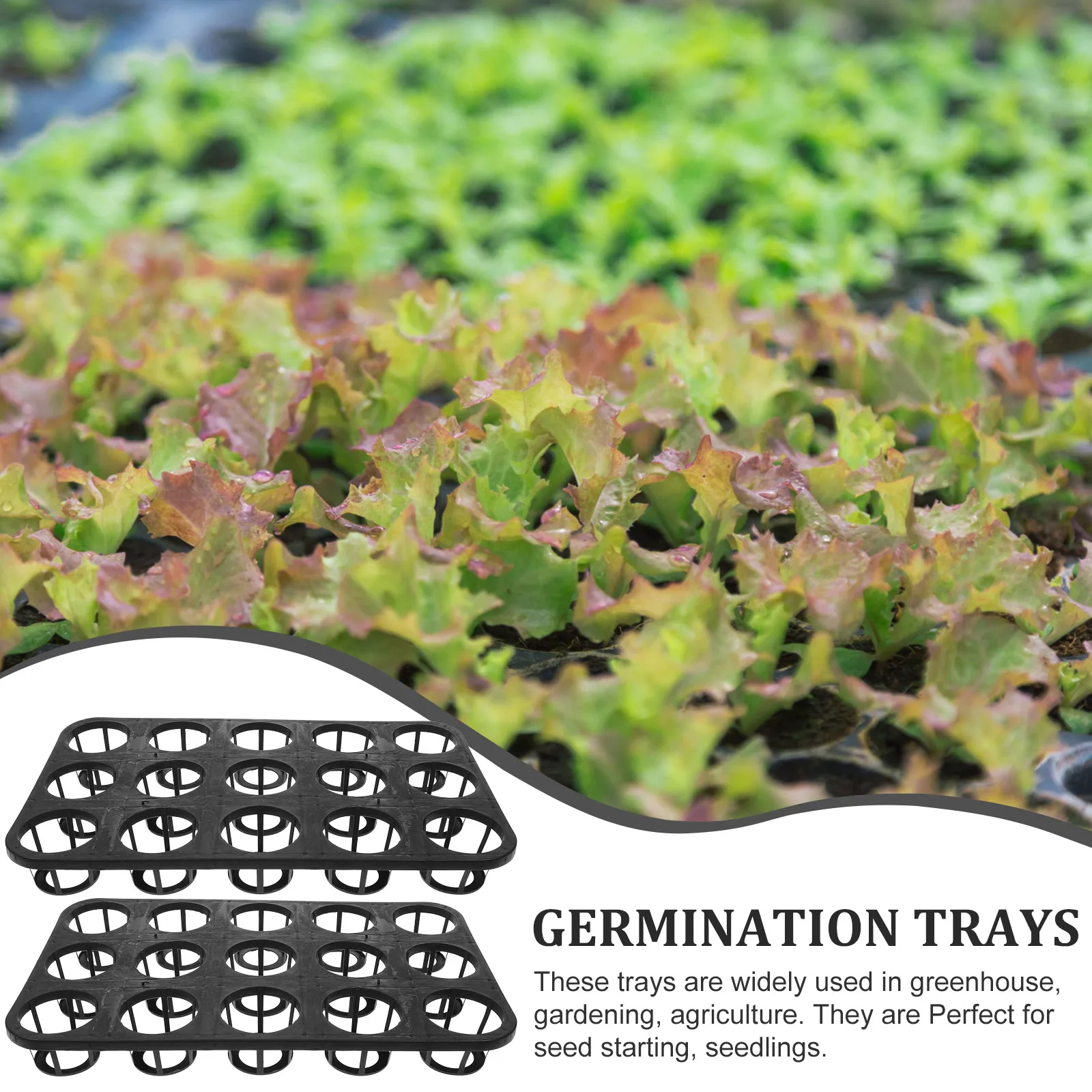 

2 шт., 15 отверстий, прочный полипропиленовый материал, лотки для рассады, усиленное дно, легко очищаемые лотки для выращивания для дома