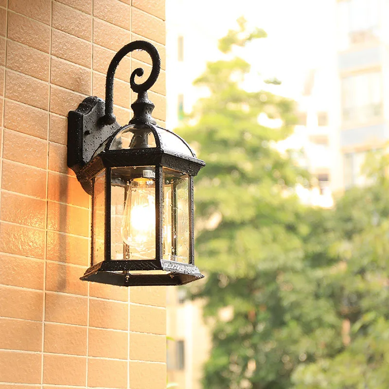 Vintage Wall Lamp E27 Bulb Sconce Light Fixtures Black Bronze LED Wall Lights Outdoor Porch House Home Yard Garden Lighting