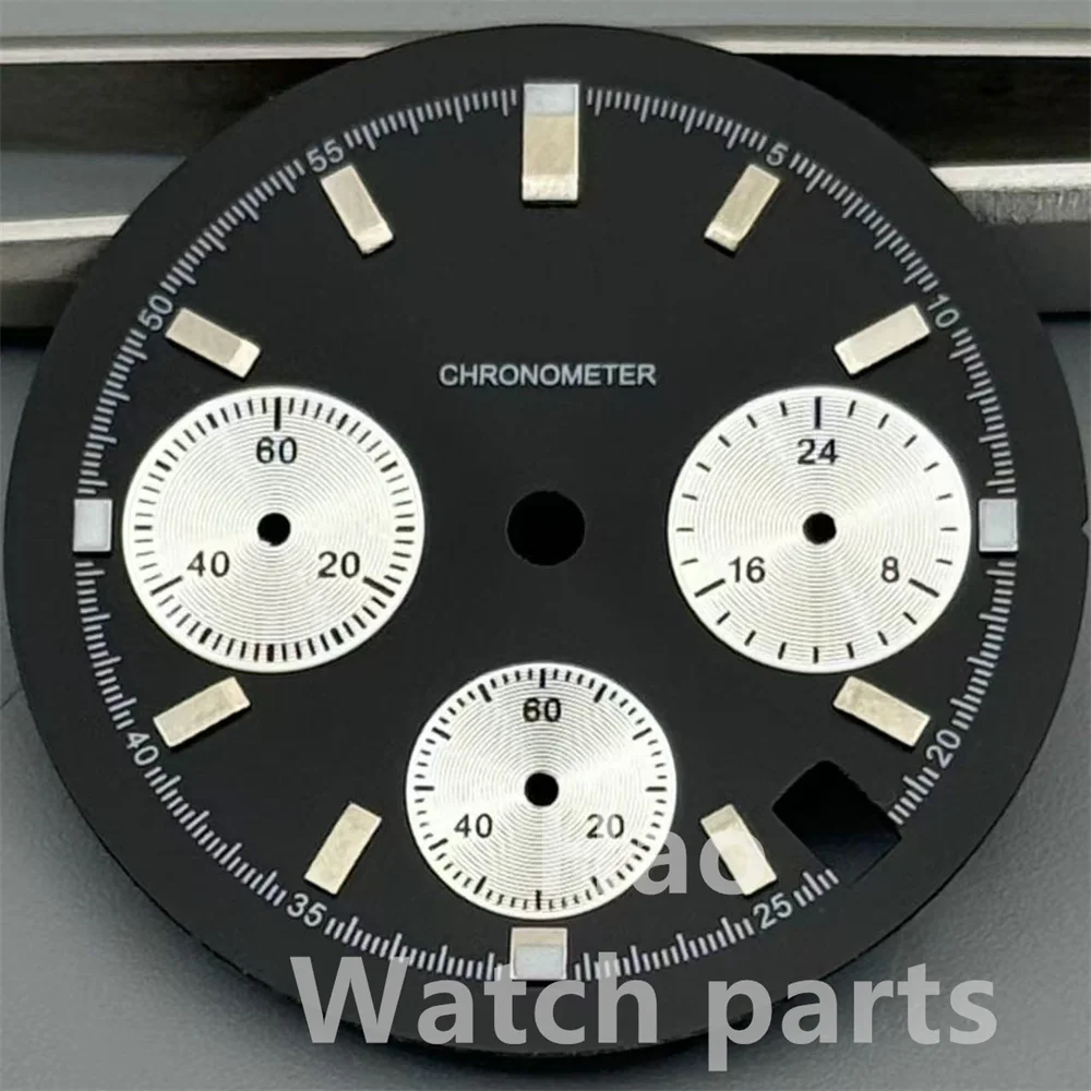 جديد 29.6 مللي متر أزرق ثلجي/بورجوندي أحمر/أسود/أبيض/كورال أخضر كرونوغراف VK63 الطلب مع VK63 6 دبوس الأيدي C3 Lume Fit VK63 #4