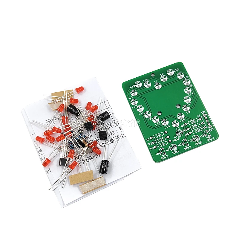 LED DIY Heart Shaped Flow Water Lamp Kit Love Light DIY  Electronic Kit Cardioid Flashing Light Fun Soldering Practice Kit