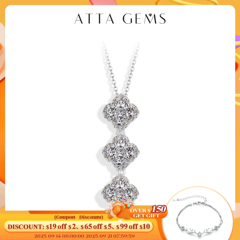 

ATTAGEMS 2025 Necklaces for Women Full D Color Moissanite 925 Sterling Silver Pendant Classic Engagement Wedding Fine Jewelry