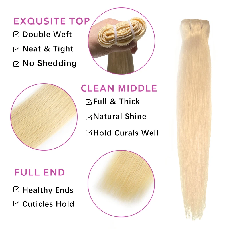 السفينة من الولايات المتحدة الأمريكية حزم من شعر طبيعي مفرود الخام عذراء وصلات شعر بشرية أصلية لحمة شعر أشقر للنساء لحمة مزدوجة مسحوبة