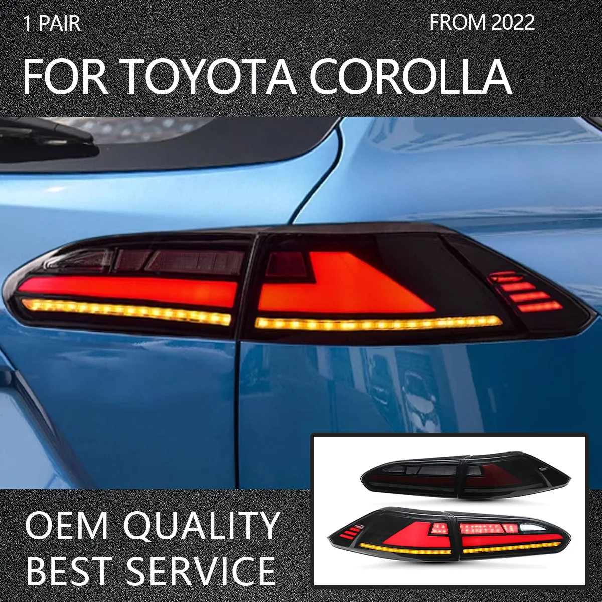 New LED Lights Taillights Assembly Rear Lamp Auto Accessories Sequential Turn Signal DRL For Toyota Corolla Cross SUV 2022