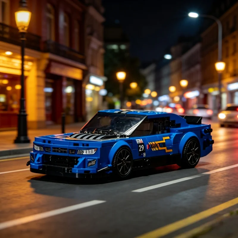 

352-Piece Blue Racing Car Building Block Model DIY Assembled Sports Car Brick Model Adult Collectible Ornament