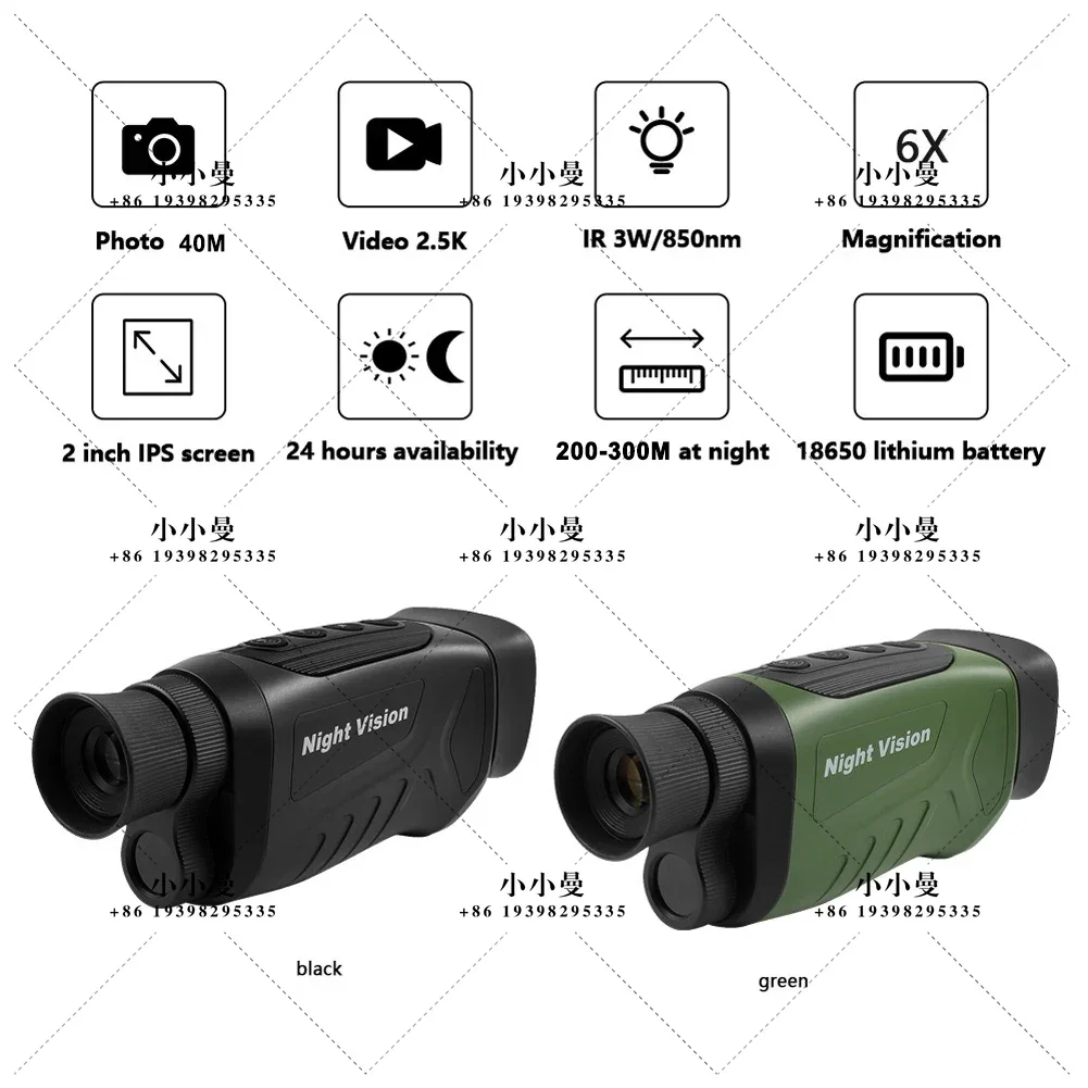 DT19 4K Monocular Night Vision Device Camera 2560P HD Infrared 8X Digital Zoom Hunting Telescope Outdoor Day Night Dual-use
