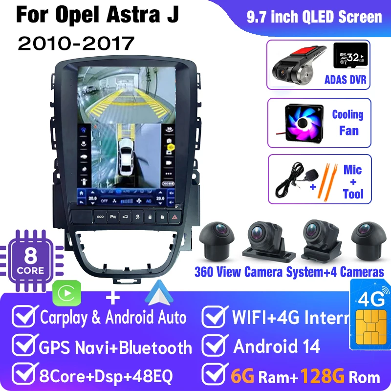 ZOYOSKII Autoradio Android voor Opel Astra J Vauxhall Holden Cascada 2009-2018 Multimedia Scherm GPS Navigatie Auto Carplay ECO