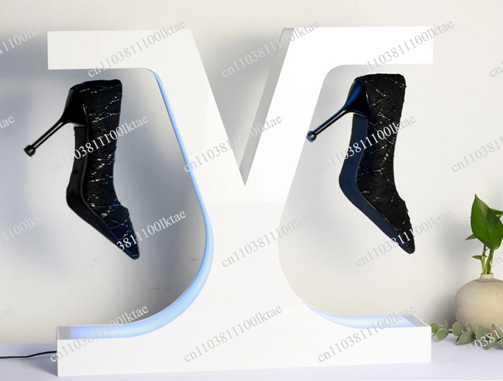 LED Light Box Desktop Acrylic Magnetic Levitation Shoes Floating Rotating Display Cabinet