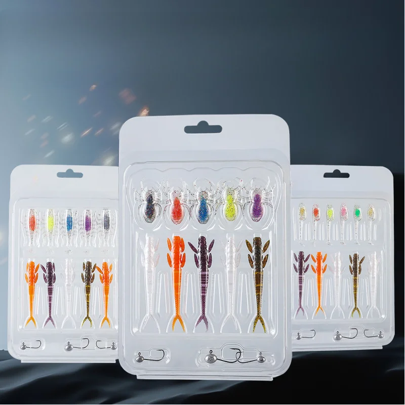 Floating water micro object root fishing soft insect bait TPR sandwich tadpole spider scorpion road sub soft bait fish bait set