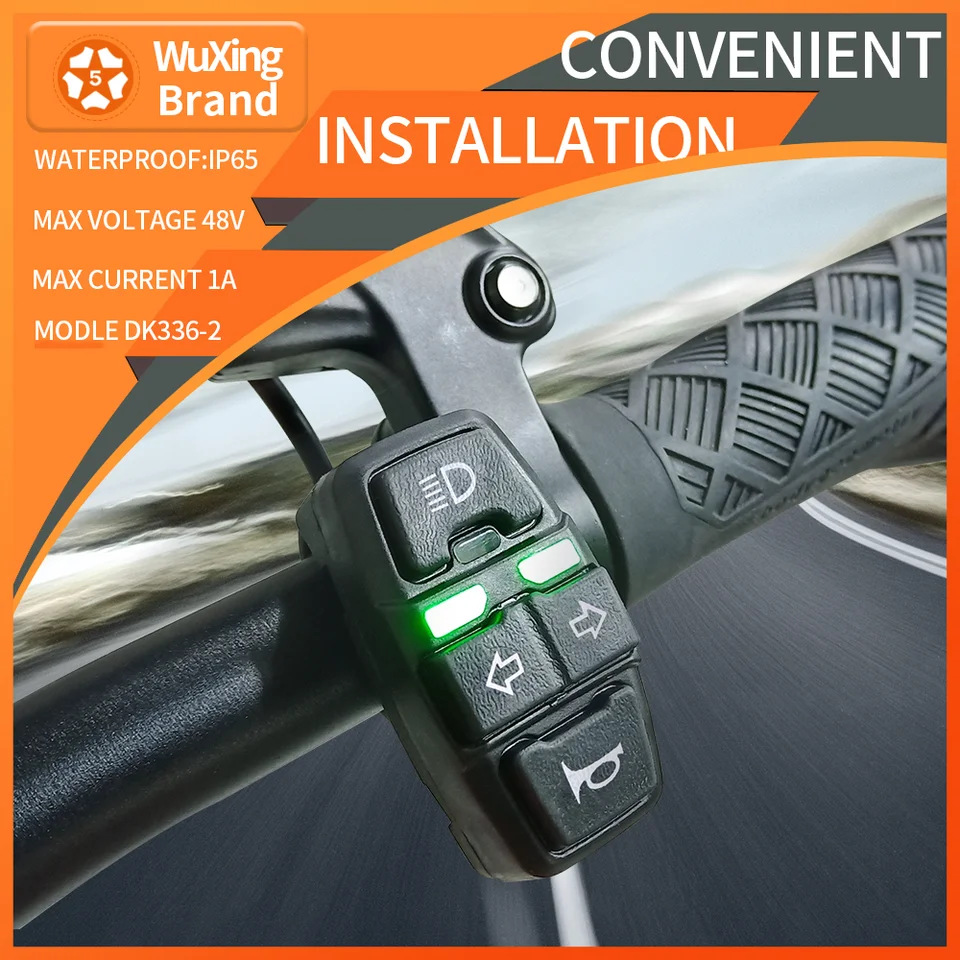 Ebike farol + chifre/cruise + interruptor de luz giratória dk336