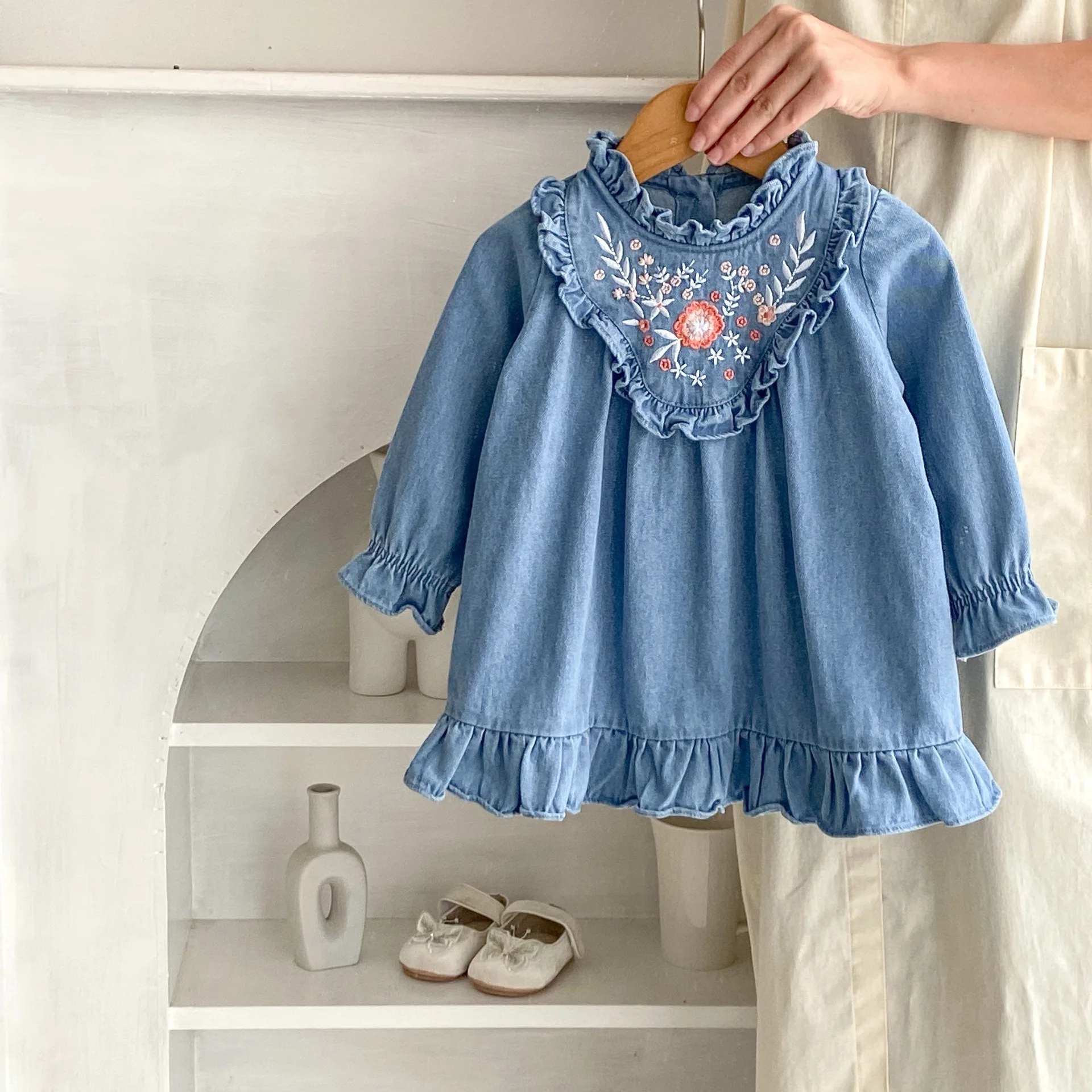 Robe pour enfants, robe pour enfants Vêtements coréens pour enfants, robe en denim pour filles, vestes de princesse pour enfants, Everthi, printemps, nouveau, 2025