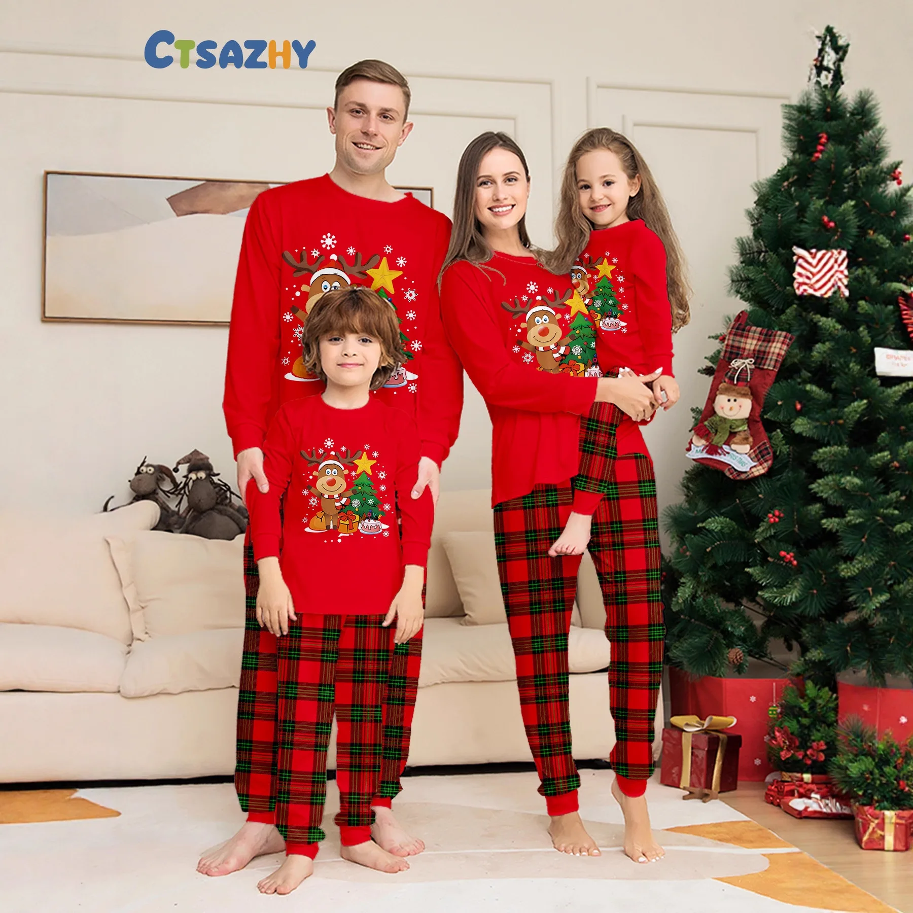 2026 Winter Christmas Family Matching Outfits Star Print Cute Pajamas Set 2 Pieces Suit Soft Loose Sleepwear Xmas Look Pyjamas