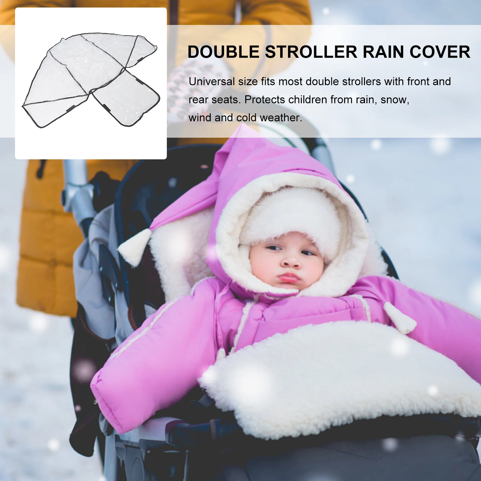 

Universal Twins Double Stroller Rain Cover Windproof Shield For Front Rear Seats Pvc Material Easy Install Gift For Parents With