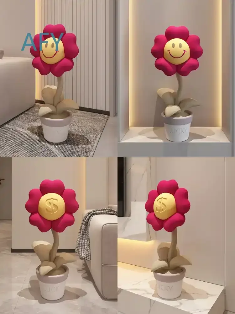 Luxuriöse Bodenskulptur für Wohnzimmer: Realistische Blumen-Dekoration für Sofa und TV-Schrank – Kunstvolle Heimdekoration