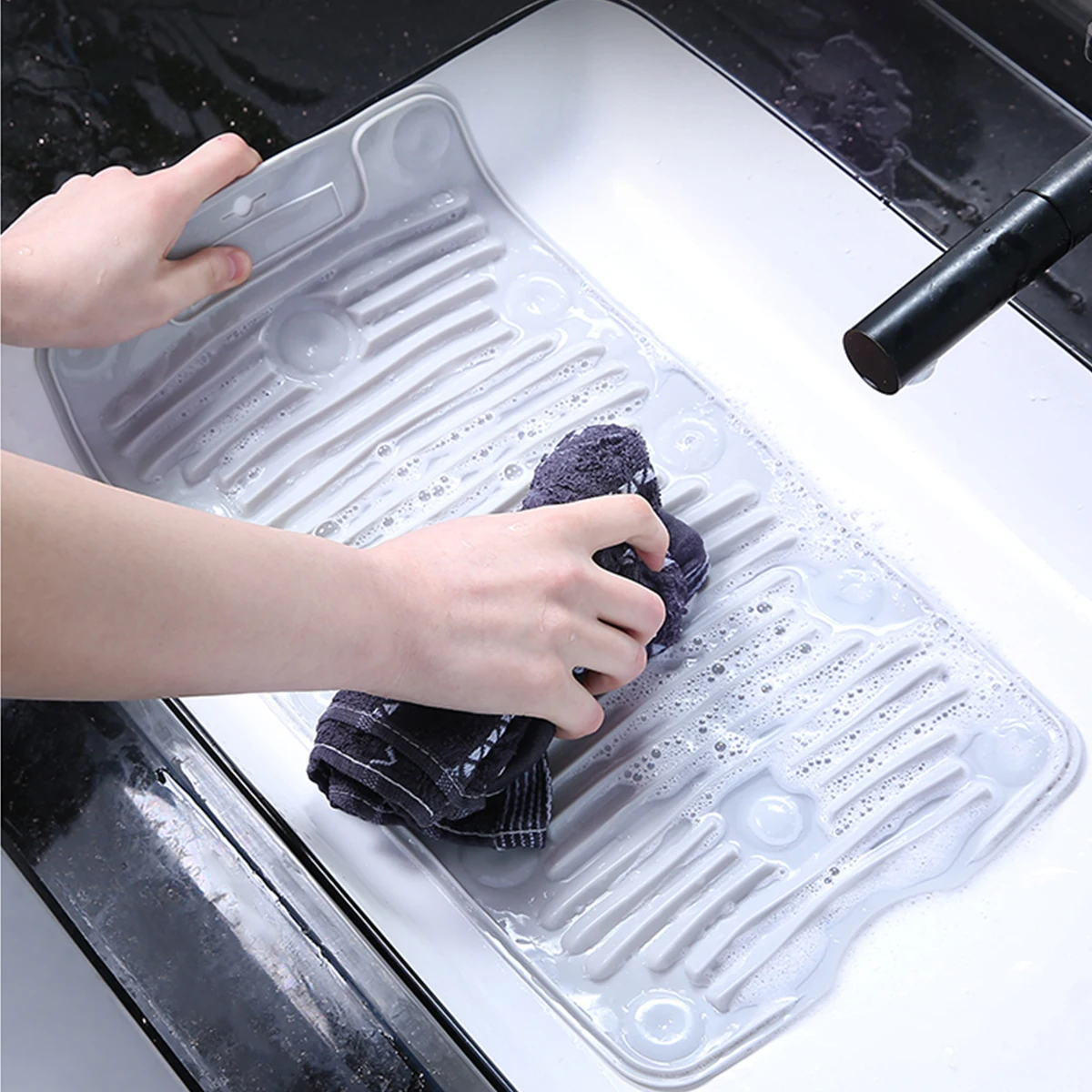 

2pcs Silicone Foldable Washboard Home Laundry Tool Ergonomic Anti-Slip Cleaning Board For Bathroom Clothes