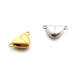 5Pcs/lot Gold Silver Color Stainless Steel Heart Magnet Clasps For Jewelry DIY Making Heart Buckle Magnet Connector Accessories