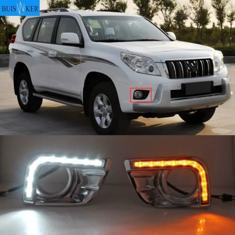 Car 1Set For Toyota Prado FJ150 LC150 Land Cruiser 2700 2010 2011 2013 Daylight LED DRL Daytime Running Lights Fog Lamp