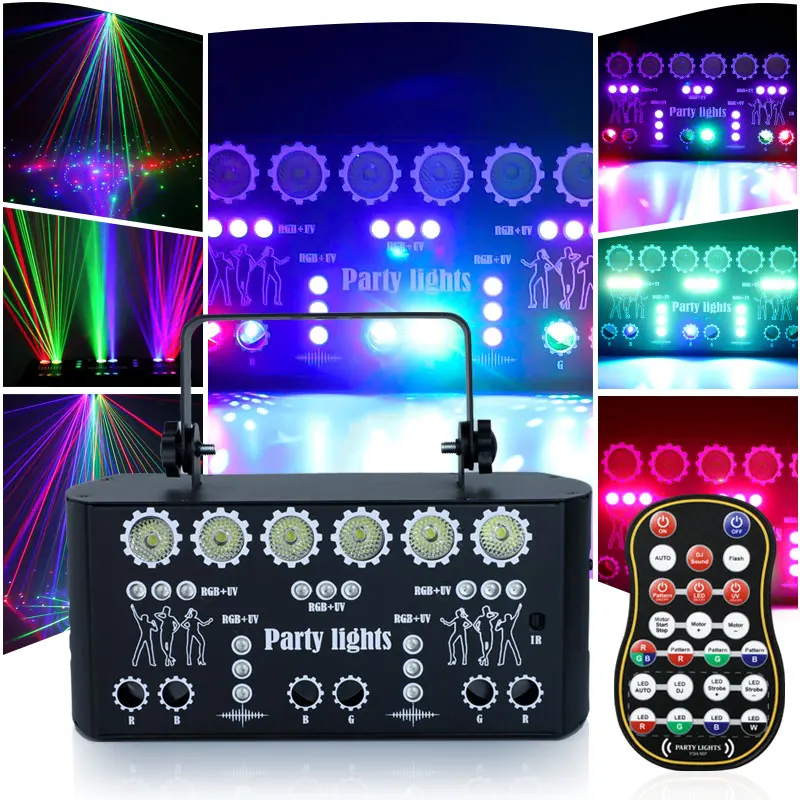 

WUZSTAR 27 Eye RGB UV Party Lights DJ Disco Lights, Stage Laser Lights Sound Activated with Remote Control DMX