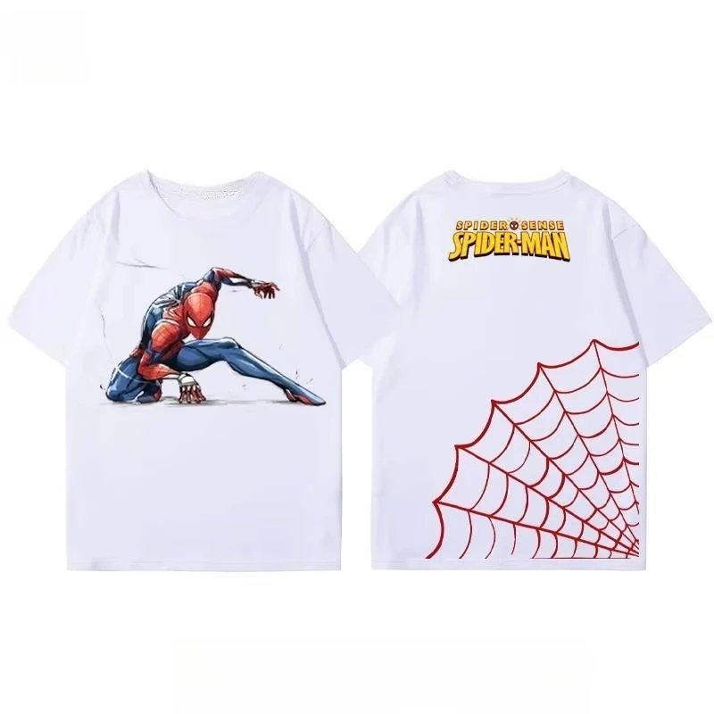 تي شيرت Marvel Genuine Marvel Joint Spider-Man مطبوع بأكمام قصيرة للرجال والنساء برقبة دائرية فضفاضة ومريحة