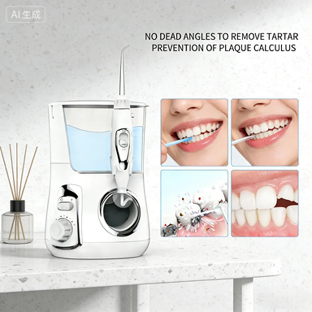 

Countertop 800ML Oral Irrigator with 10 Pressure Levels, 5 Replacement Jet Tips, Water Flosser to Stop Bad Breath