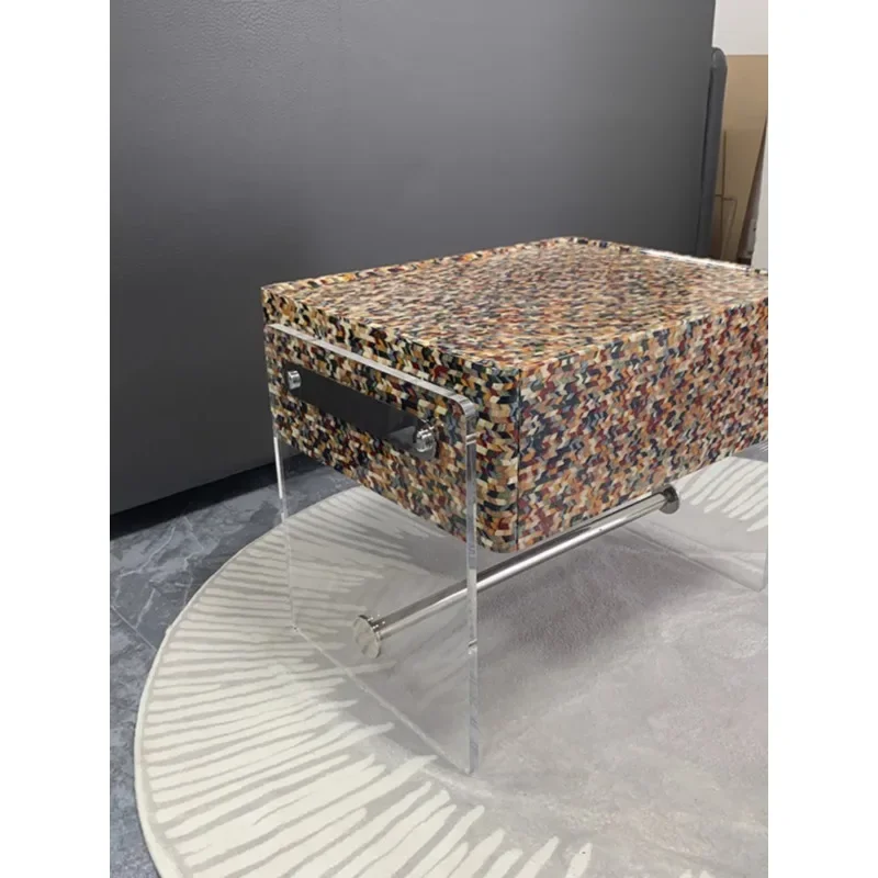 Bedside table Light luxury simple modern high-end artistic acrylic storage cabinet Creative bedside storage cabinet Side cabinet