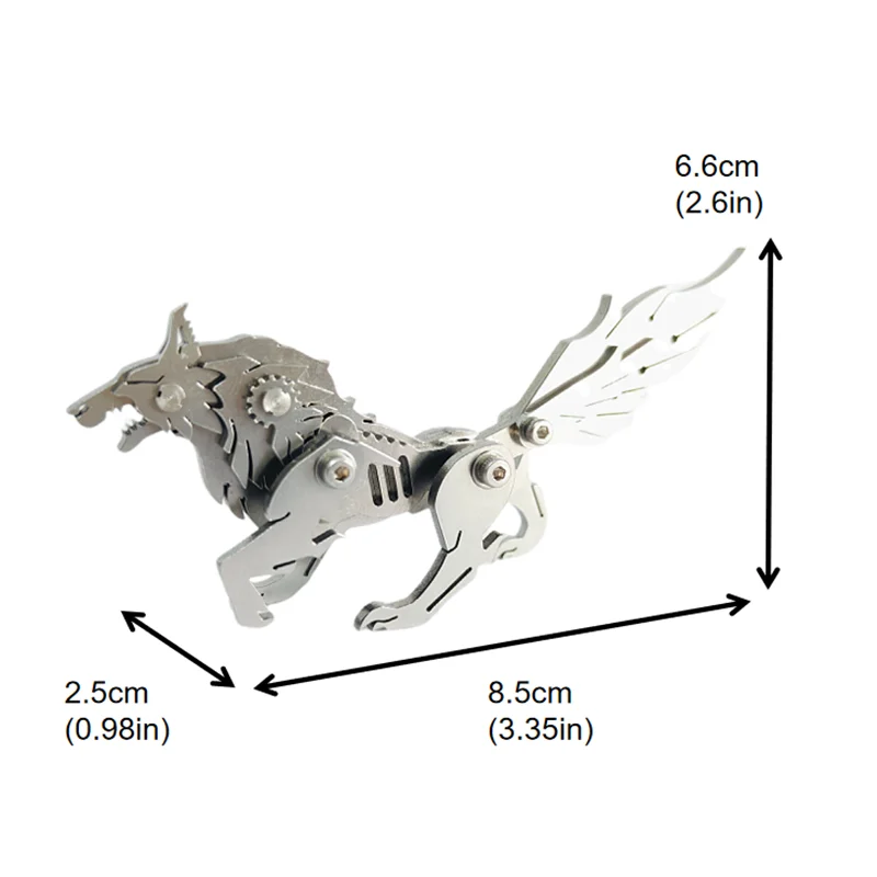MOKR Little Wolf Puzzle in metallo 3D Giocattolo per bambini Formazione educativa Regalo di compleanno di Natale Figurina modello artigianale fai-da-te