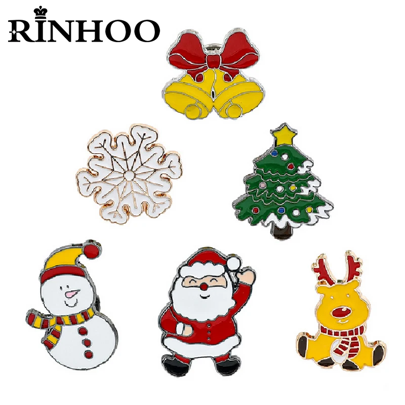 Rinhoo Cartoon Christmas Tree Snowman Santa Claus Brooch For Women Cute Collar Lapel Pins Backpack Badge Jewelry