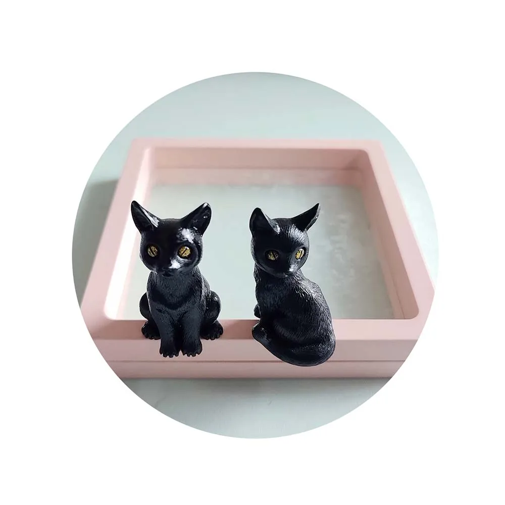 100Pcs/Lot Halloween Themed 3D Black Cat Figurines Ornaments For Scrapbooking Fairy Garden Outdoor Car Holiday Party Decoration