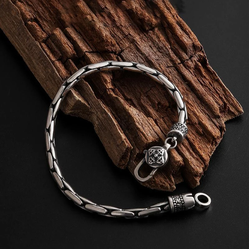 Exquisite Silver Bracelet 18/20/22CM Retro Bamboo Joint Snake Chain Vajry Pestle Buckle For Men Women Fashion Jewelry Gift