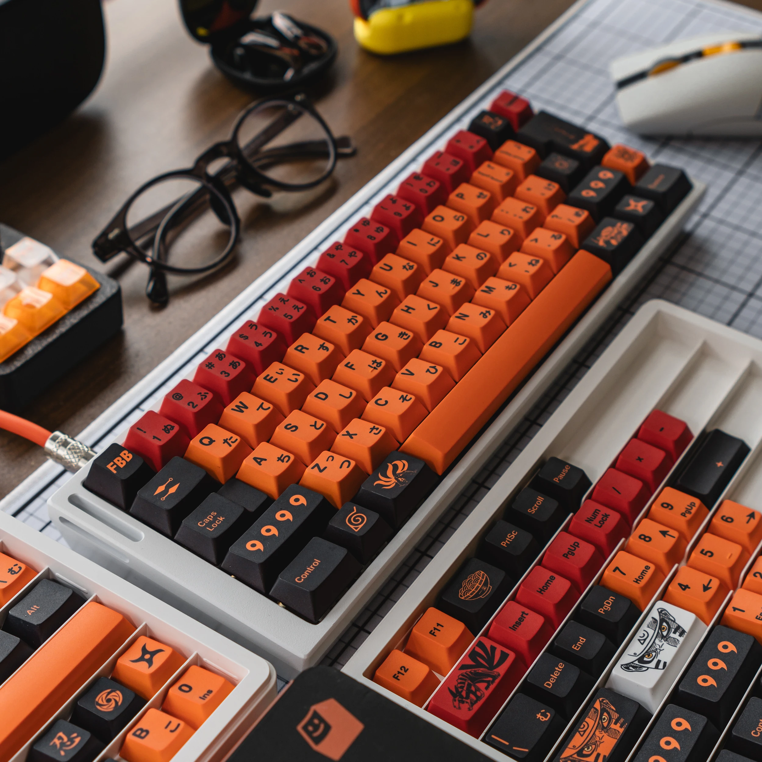 FBB Keycaps Japanese Anime Orange Theme PBT Mechanical Keyboard Keycap MX Switches Customized DIY Gitft For Gaming Computer