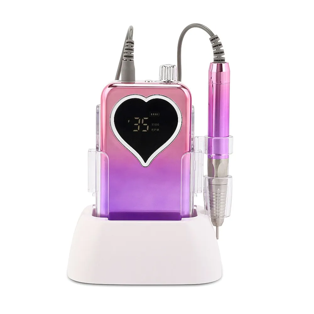 Nail Supplies Wireless Best E-file 85W Brushless 35000 RPM Purple Nail Drill Machine for Salon Support Customize Logo