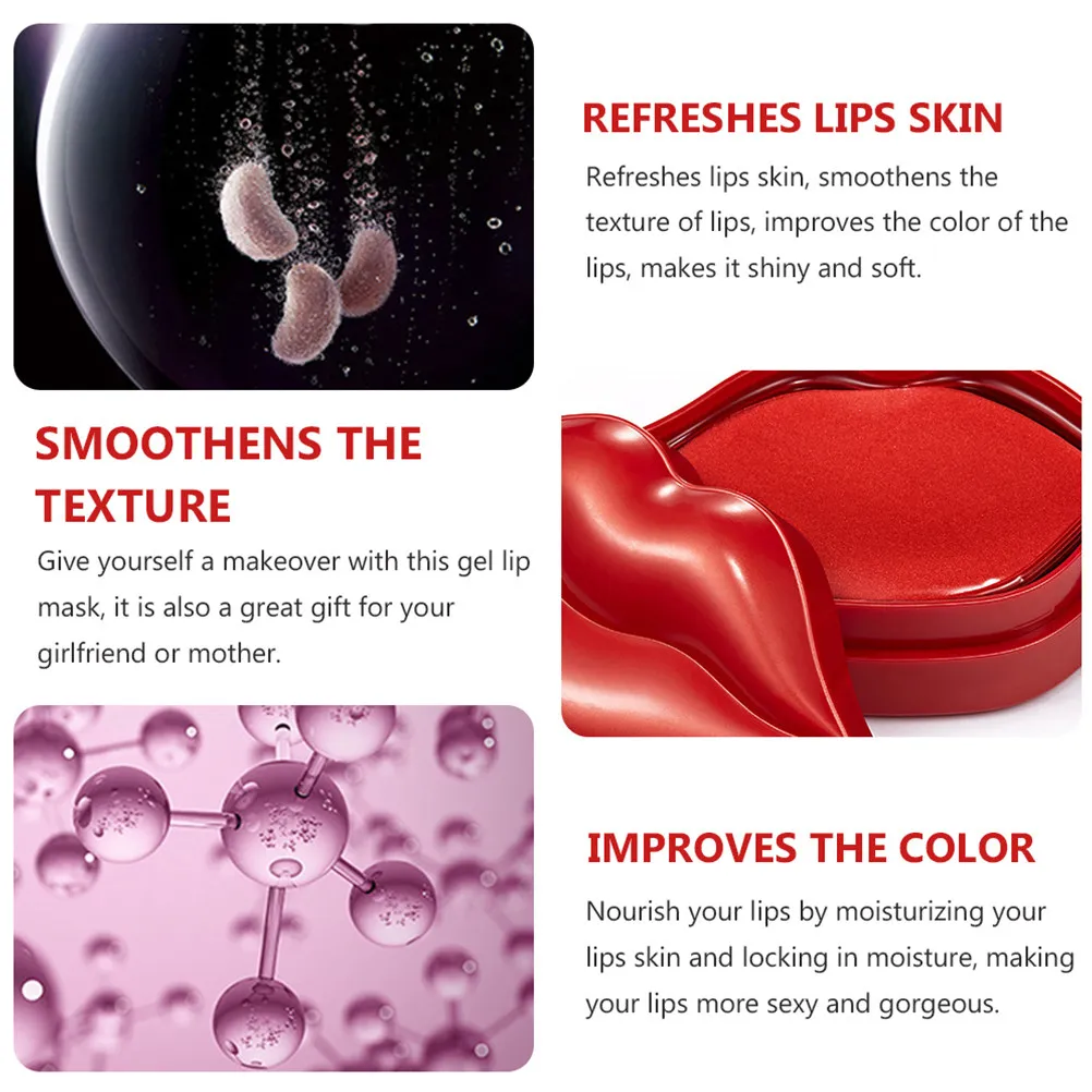 20pcs Gel Lip Mask Moisturizing Cherry Hydrating Lips Smooth Texture Soft Glossy Morning Evening Use Lip Care Tool