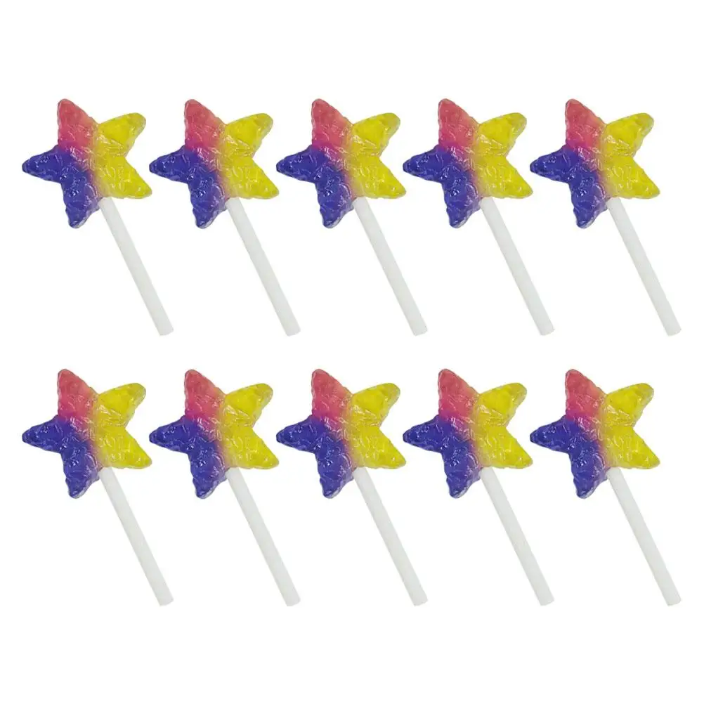 

10 Pcs Star Lollipop Charm Resin Accessories DIY Jewelry Crafts Rainbow Candy Decor for Bracelet Earrings Keychain Montessori