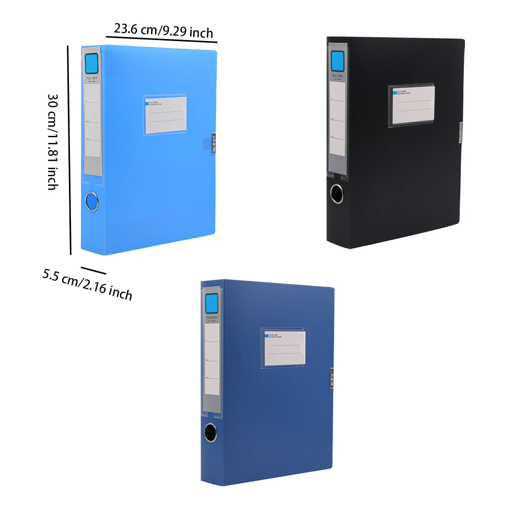 A4 File Box with Label Pocket Document Case Bill Office Organizer