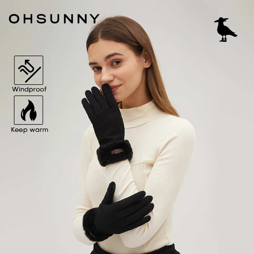 

OhSunny новые модные клетчатые женские перчатки осень-зима теплые варежки с длинными пальцами уличные ветрозащитные женские перчатки для вождения