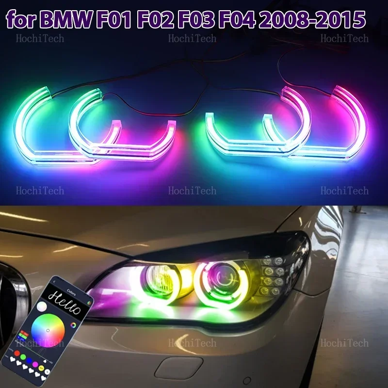 For BMW 7 Series F01 F02 F03 F04 2008-2015 RGB Dynamic Revolving Angel Eyes LED APP Control Sequential Flowing Multicolor Rings