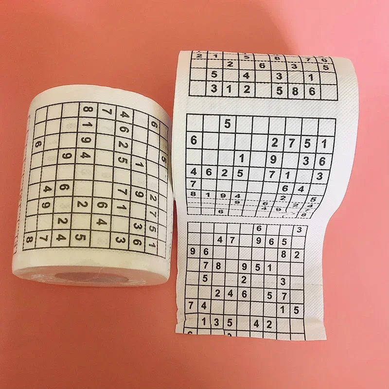 1PC Creative Sudoku Game Toilet Paper Games Roll Paper Towel Tenacity Durable Funny Printed Toilet Paper Bathroom Accessories