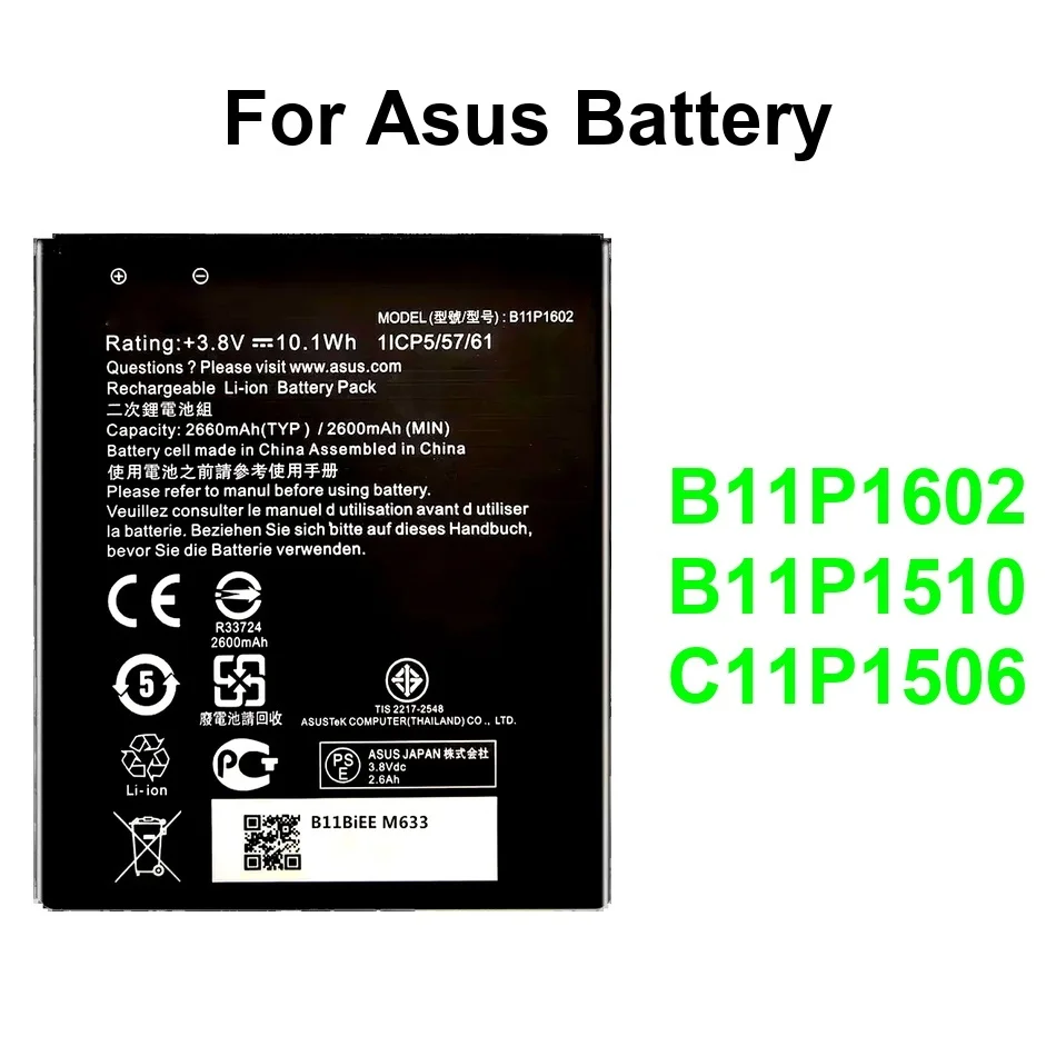

Mobile Phone Battery Long Lasting B11P1602 C11P1506 B11P1510 2070-3010Mah For Asus Live Zenfone GO 5" TV 5.5