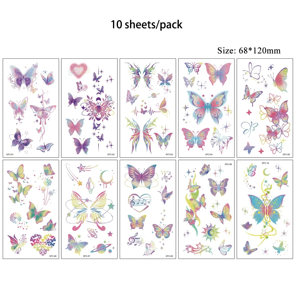 10 feuilles paillettes poudre - Body Jewelry Stickers avis et prix
