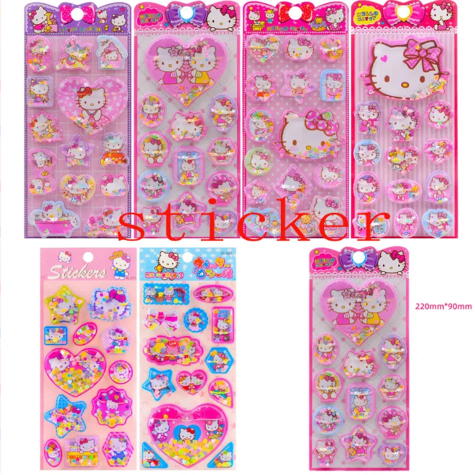 ثلاجة وامضة ثلاثية الأبعاد ثلاثية الأبعاد جديدة من سانريو، حافظة كمبيوتر محمول/هاتف مرحبا كيتي وملصقات للأطفال #2