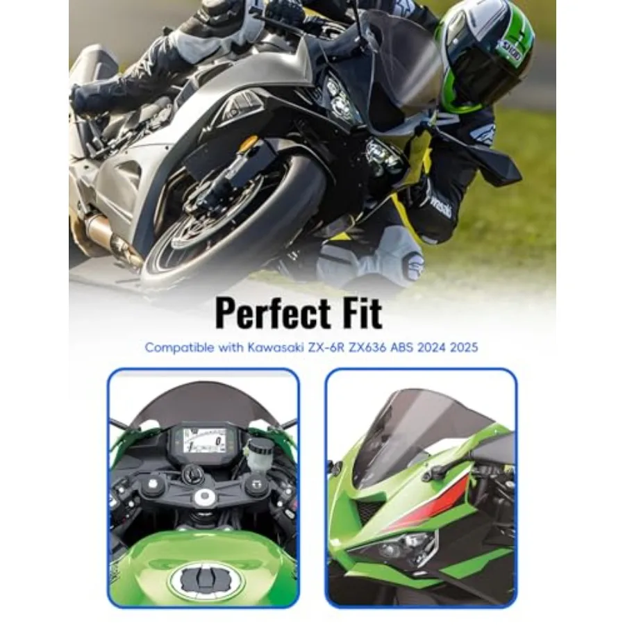 Windshield for Kawasaki Ninja ZX6R 2025 Motorcycle Windscreen Wind Shield Air Deflector for Kawasaki Ninja ZX6R ZX6R ZX636 ABS image 3