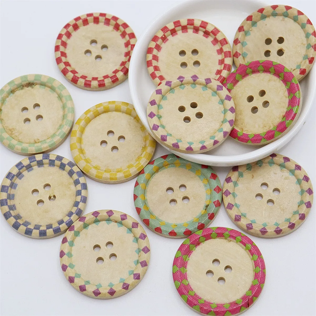 10pcs 40mm Natural Round 4 Holes Large Wood Buttons DIY Crafts Sewing Decorations Embellishments Cardmaking Scrapbooking