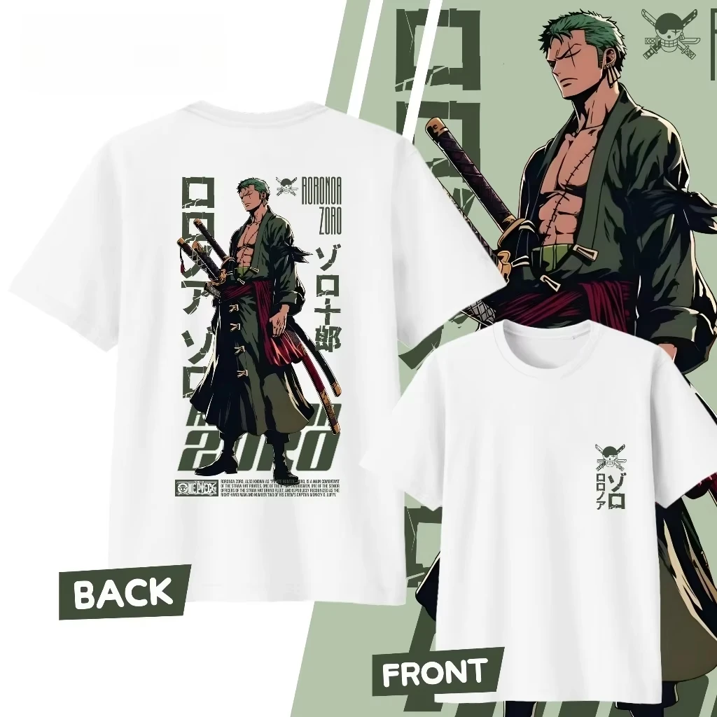 Anime One Piece Roronoa Zoro Cotton Printed T-shirt Men's and Women's T-shirt Men's Top Sports T-shirt 2026 Summer New Tee