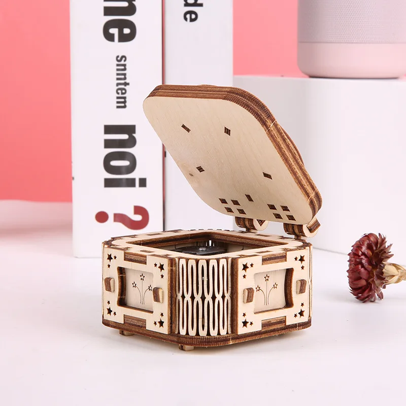Diy Wooden Assembly Music Box, Star Music Box, Solid Wood Decorative Puzzle, Festival And Birthday Gift Box