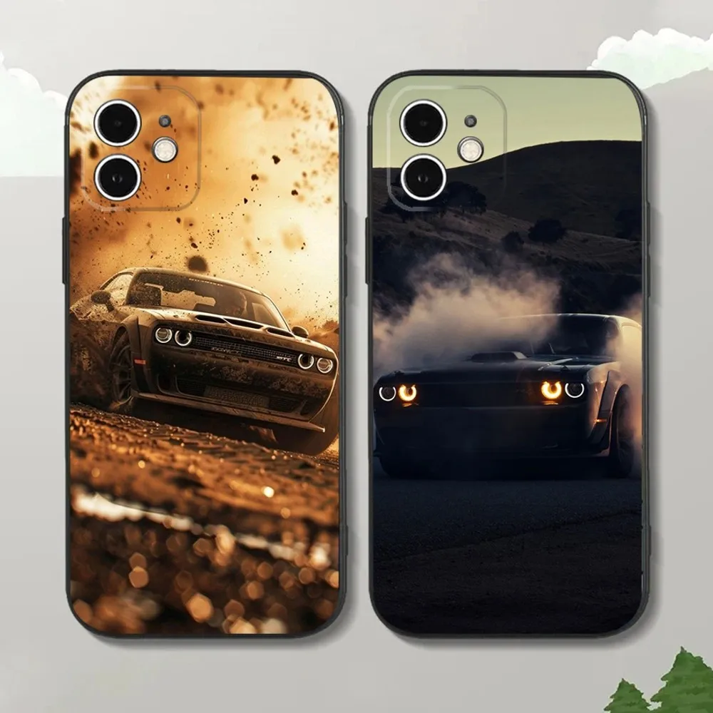 

D-DodgeS C-Challenger S-Srt Phone Case For iPhone15,14,13,12 Mini 11 Pro XR,X,XS,MAX 7,8 Plus Silicone Cover Soft Black