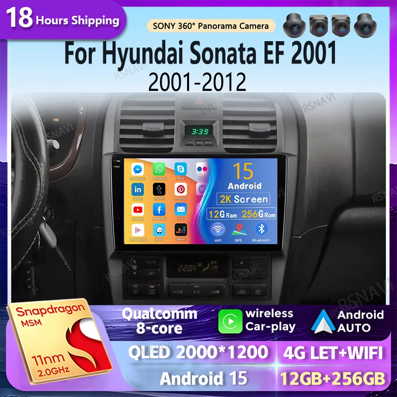 android 15 Carplay Auto 2K Screen Car Radio Multimedia Player For Hyundai Sonata EF 2001 - 2012 Autoradio Stereo 2din Head Unit