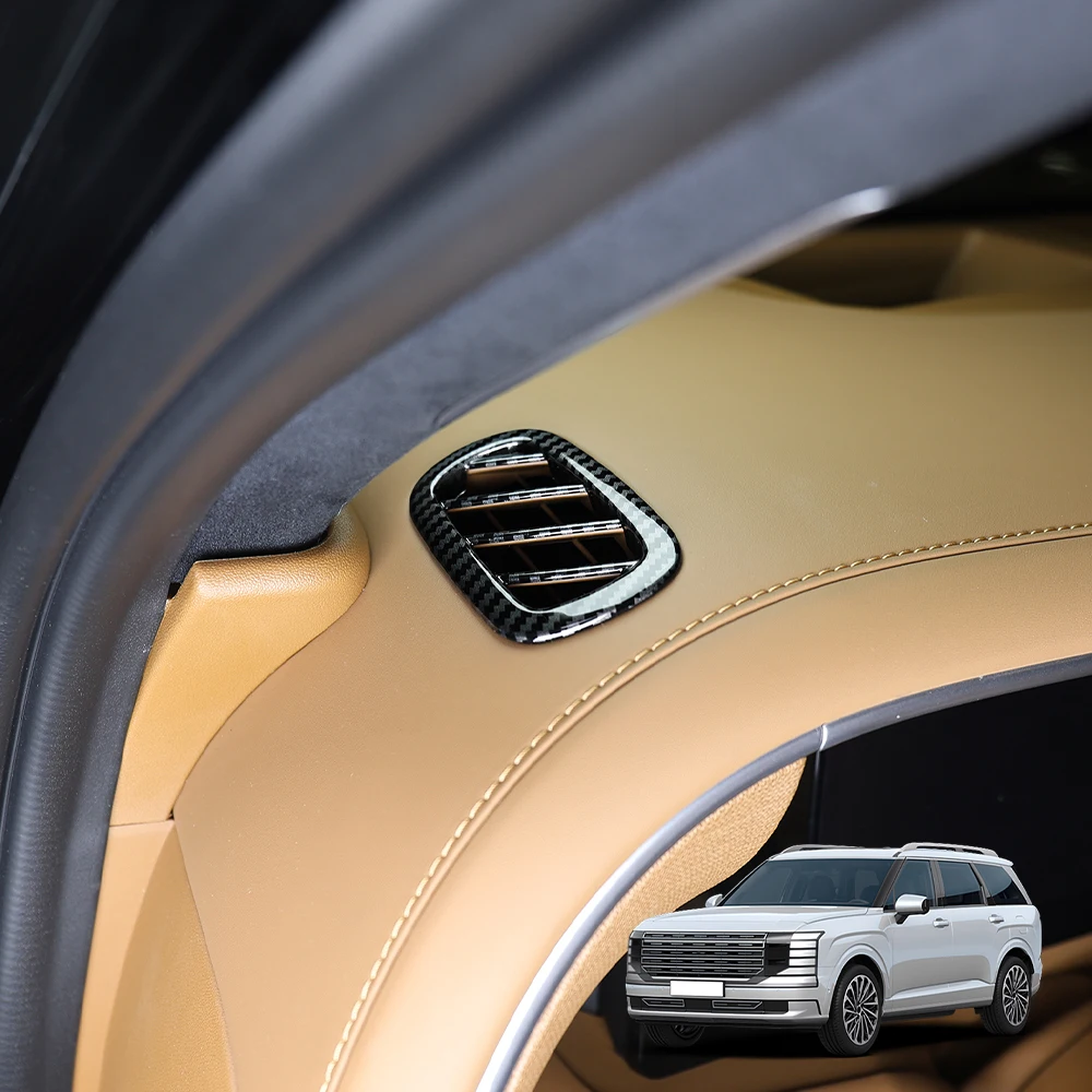 

For Hyundai Palisade 2025 2026 LX3 LHD 2pcs ABS Carbon Fiber Pattern Wood Grain Car Interi or Upper Air Vent Outlet Cover Trim