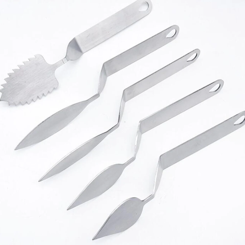 

5pcs Mousse Cake Baking Tool Chocolate Stainless Steel Baking Tool Cake Decor Mousse Leaf Knife