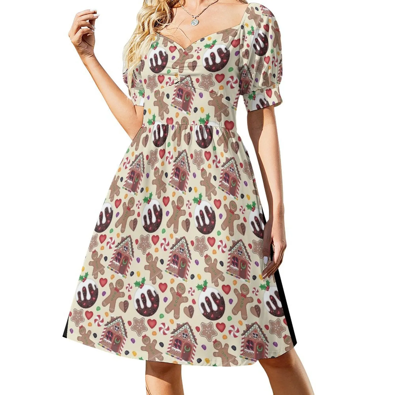 

Gingerbread World Short-Sleeved Dress luxury woman party dress purple dress