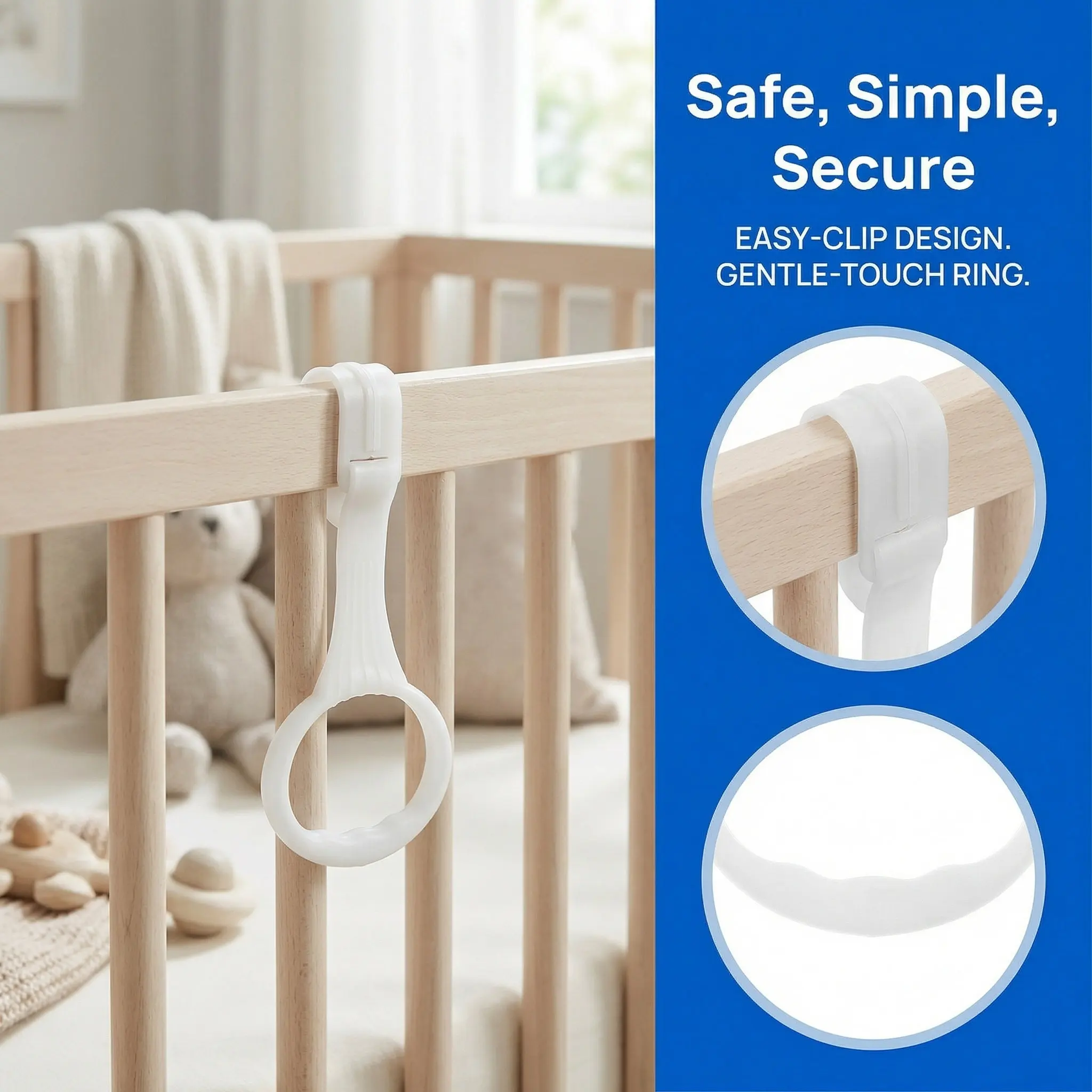 5Pcs Baby Crib Pull Rings Plastic Stand Up Cot Hanging Rings Infant Toddler Walking Assist Playpen Pull Up Handles Replacement