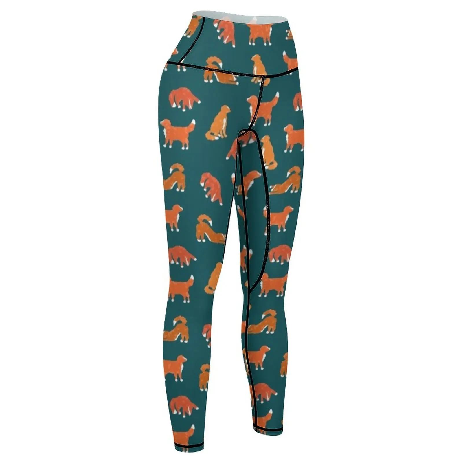 Artsy Abstract Tollers - Teal Leggings Women's sports legings for fitness Sports female Womens Leggings image 6
